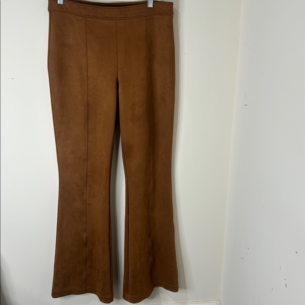 Spanx Faux Suede Flare Pants in Rich Caramel Seamed Pull On 20323R Size XL - Picture 14 of 14
